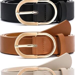 Elegant Black, Brown, and Cream Belt Set
